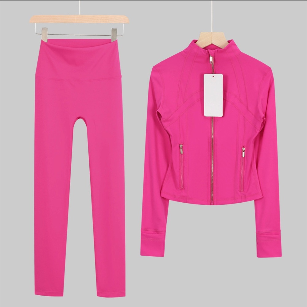 Lululemon Athletica Pink Leggings and Jacket Set